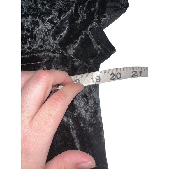 Spring + Mercer Crushed Velvet Legging Tee Black V-Neck Short Sleeve Sz S Witchy - Picture 6 of 7